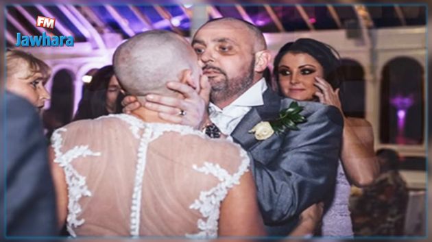 هدية لزوجها المصاب بالسرطان.. تحلق شعرها أمام المدعوين ليلة زفافهما !