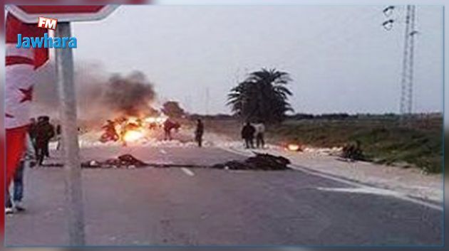 غلق طريق في النفيضة 