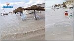 في ظاهرة طبيعية غير مألوفة : مياه البحر تغمر شاطئ حمام اغزاز بالكامل اثر عاصفة قوية 