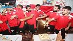 لاعبو المنتخب يحتفلون بعيد ميلاد أسامة الحدادي وأيمن دحمان 