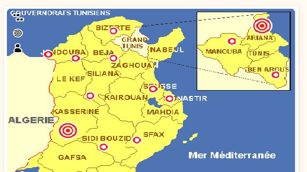 Carte des confrontations avec les terroristes