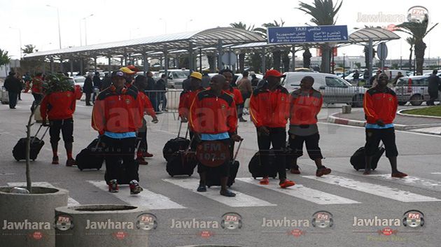 l'arrivée de Deportivo da Huila à Tunis