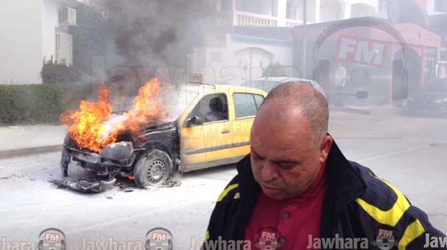 Sousse : Un taxi prend feu à Khézama