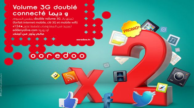 Ooredoo double le volume 3G et les recharges à partir de 3 DT