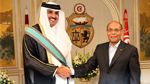 Marzouki décore l'émir du Qatar des insignes de Grand cordon de l'ordre de la République