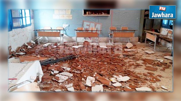 Effondrement du toit d'une salle de classe à Sidi Bouzid