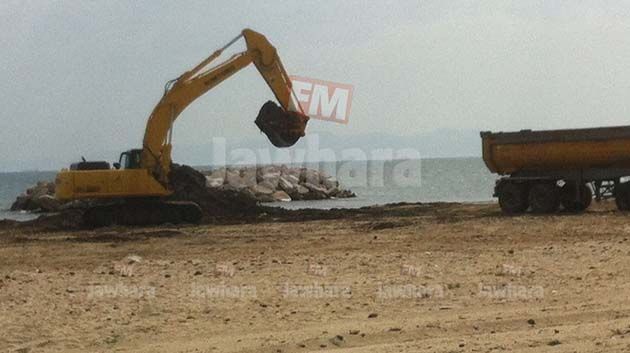 Travaux d'aménagement de la plage d'Hammam-Lif
