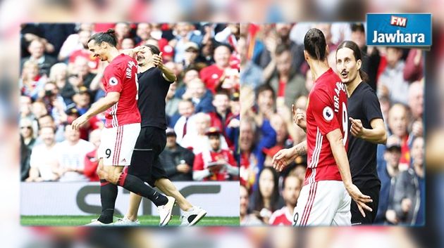 Rencontre entre Zlatan et son sosie sur la pelouse d'Old Trafford