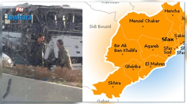 Collision entre un bus et un camion à Sfax : 36 blessés