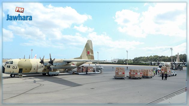 Quatre avions marocains chargés d’équipements médicaux atterrissent à l’aéroport international de Tunis-Carthage