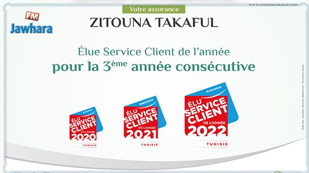 ASSURANCE ZITOUNA TAKAFUL élue Service Client de l’année 2022, pour la 3ème année consécutive