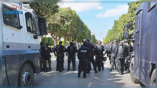 A l’Avenue Habib Bourguiba, forte présence sécuritaire en prévision des manifestations