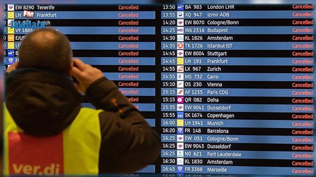 Allemagne : Annulation des vols à l'aéroport de Berlin, les employés entamant une grève d'une journée