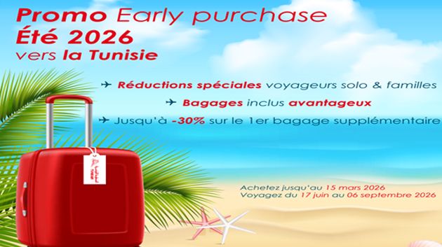 Tunisiair propose une prolongation pour son offre Early Purchase Été 2026