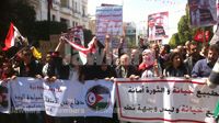 Manifestation à l'Avenue Habib Bourguiba pour commémorer le massacre de Deir Yassine