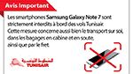 TUNISAIR interdit strictement le transport des téléphones Samsung Galaxy Note 7 à bord de ses vols