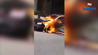 Sousse : Une voiture prend feu à Sahloul